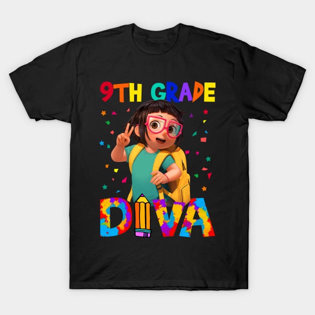 9th Grade Diva Back To School T-Shirt by Camryndougherty